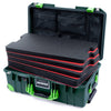 Pelican 1535 Air Case, Trekking Green with Lime Green Handles, Latches & Trolley Custom Tool Kit (4 Foam Inserts with Mesh Lid Organizer) ColorCase 015350-0160-560-301-300