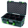 Pelican 1535 Air Case, Trekking Green with Lime Green Handles, Latches & Trolley TrekPak Divider System with Convolute Lid Foam ColorCase 015350-0020-560-301-300