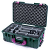 Pelican 1535 Air Case, Trekking Green with Magenta Handles & Latches Gray Padded Microfiber Dividers with Convoluted Lid Foam ColorCase 015350-0070-560-401
