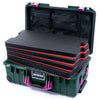 Pelican 1535 Air Case, Trekking Green with Magenta Handles & Latches Custom Tool Kit (4 Foam Inserts with Mesh Lid Organizer) ColorCase 015350-0160-560-401