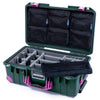 Pelican 1535 Air Case, Trekking Green with Magenta Handles, Latches & Trolley Gray Padded Microfiber Dividers with 7-Piece Removable Mesh Pouches ColorCase 015350-0770-560-401-400