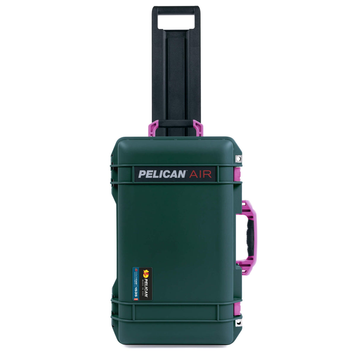 Pelican 1535 Air Case, Trekking Green with Magenta Handles, Latches &amp; Trolley ColorCase 