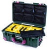 Pelican 1535 Air Case, Trekking Green with Magenta Handles, Latches & Trolley Yellow Padded Microfiber Dividers with 7-Piece Removable Mesh Pouches ColorCase 015350-0710-560-401-400