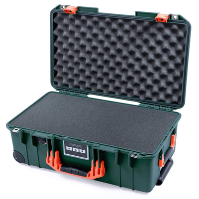 Pelican 1535 Air Case, Trekking Green with Orange Handles & Push-Button Latches Pick & Pluck Foam with Convolute Lid Foam ColorCase 015350-0001-138-150-110
