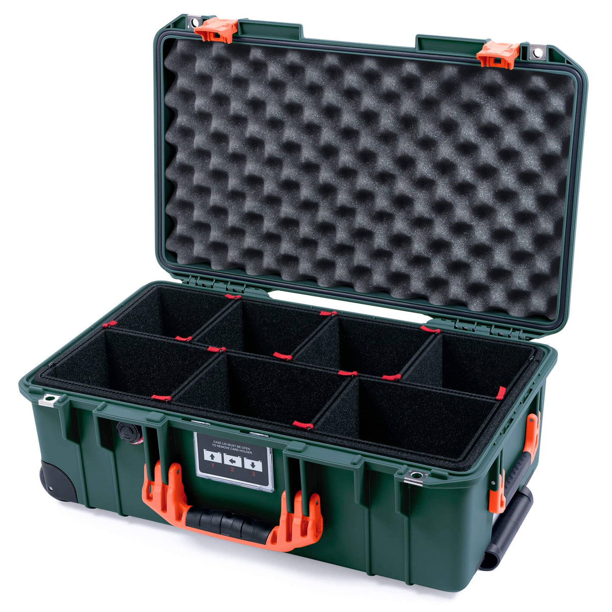 Pelican 1535 Air Case, Trekking Green with Orange Handles &amp; Push-Button Latches ColorCase 