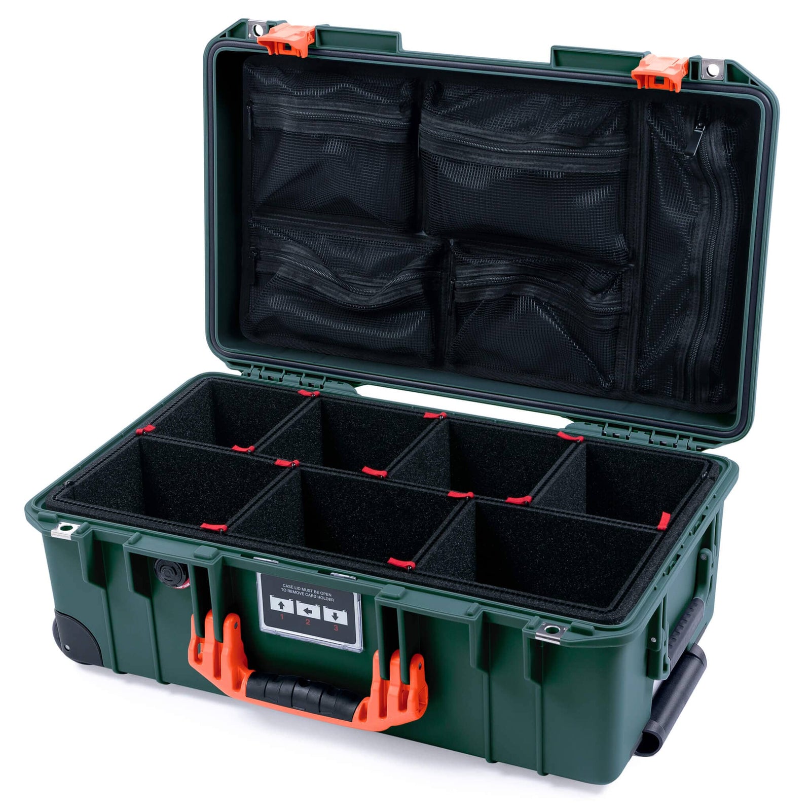 Pelican 1535 Air Case, Trekking Green with Orange Handles & Push-Button Latches ColorCase 