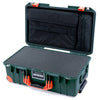 Pelican 1535 Air Case, Trekking Green with Orange Handles, Push-Button Latches & Trolley Pick & Pluck Foam with Computer Pouch ColorCase 015350-0201-138-150-150