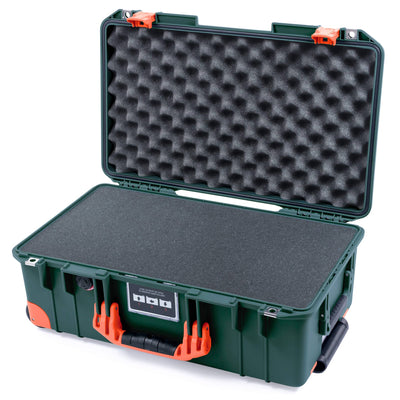 Pelican 1535 Air Case, Trekking Green with Orange Handles, Push-Button Latches & Trolley Pick & Pluck Foam with Convolute Lid Foam ColorCase 015350-0001-138-150-150