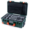 Pelican 1535 Air Case, Trekking Green with Orange Handles, Push-Button Latches & Trolley Gray Padded Microfiber Dividers with Computer Pouch ColorCase 015350-0270-138-150-150