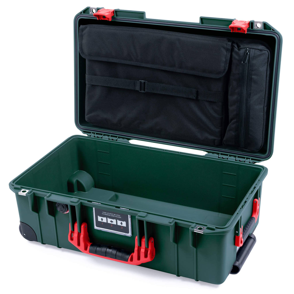Pelican 1535 Air Case, Trekking Green with Red Handles &amp; Push-Button Latches Laptop Computer Lid Pouch Only ColorCase 015350-0200-138-320-110