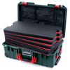 Pelican 1535 Air Case, Trekking Green with Red Handles & Push-Button Latches Custom Tool Kit (4 Foam Inserts with Mesh Lid Organizer) ColorCase 015350-0160-138-320-110