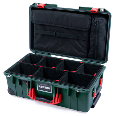 Pelican 1535 Air Case, Trekking Green with Red Handles & Push-Button Latches TrekPak Divider System with Computer Pouch ColorCase 015350-0220-138-320-110