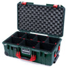 Pelican 1535 Air Case, Trekking Green with Red Handles & Push-Button Latches TrekPak Divider System with Convolute Lid Foam ColorCase 015350-0020-138-320-110