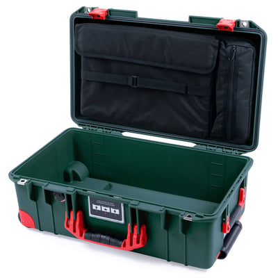 Pelican 1535 Air Case, Trekking Green with Red Handles, Push-Button Latches & Trolley Laptop Computer Lid Pouch Only ColorCase 015350-0200-138-320-320
