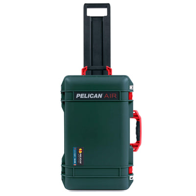 Pelican 1535 Air Case, Trekking Green with Red Handles, Push-Button Latches & Trolley ColorCase