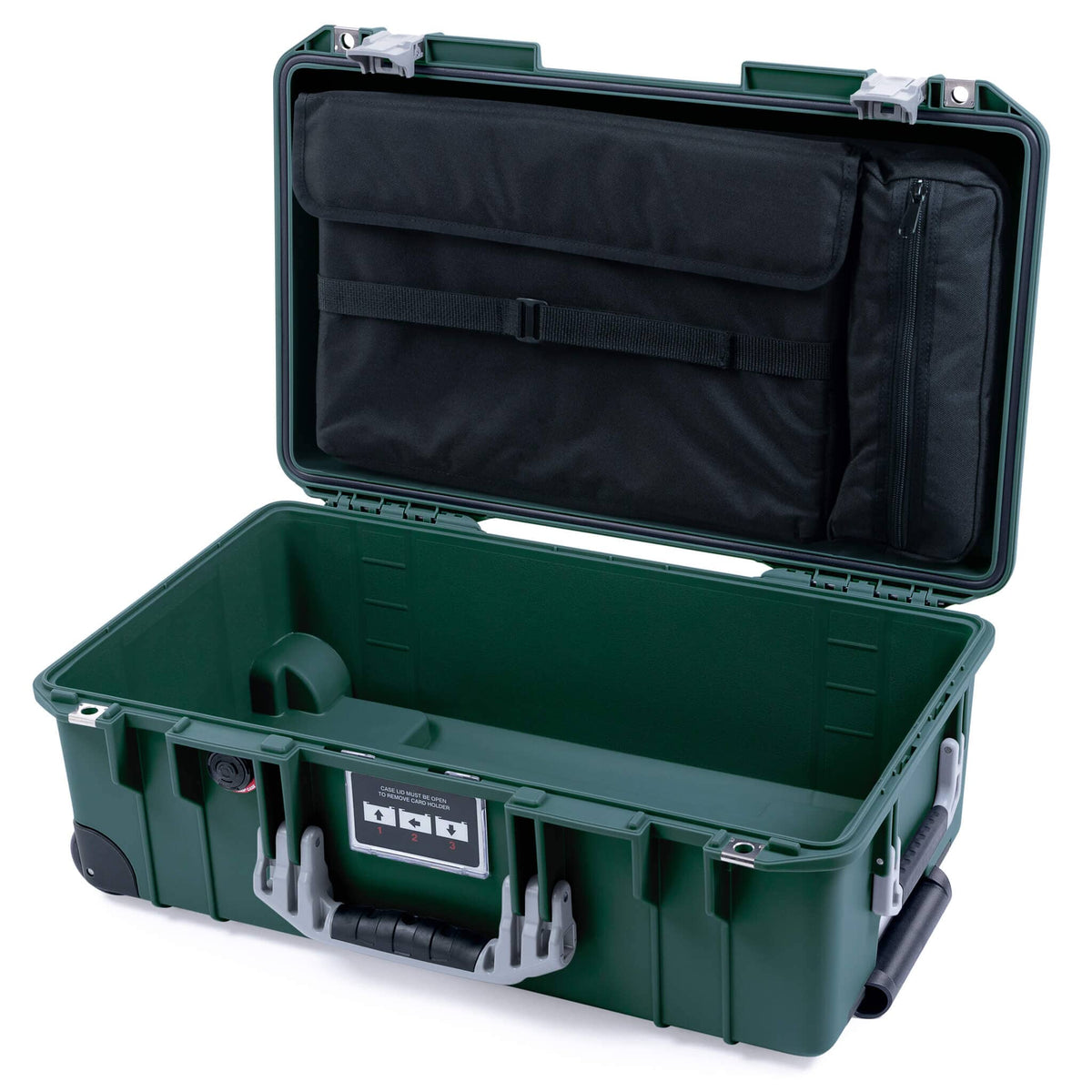 Pelican 1535 Air Case, Trekking Green with Silver Handles &amp; Push-Button Latches Laptop Computer Lid Pouch Only ColorCase 015350-0200-138-180-110
