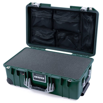 Pelican 1535 Air Case, Trekking Green with Silver Handles & Push-Button Latches Pick & Pluck Foam with Mesh Lid Organizer ColorCase 015350-0101-138-180-110