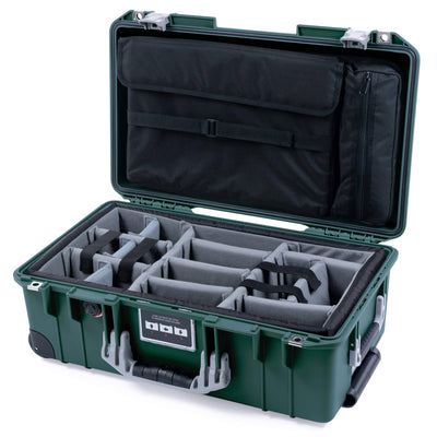 Pelican 1535 Air Case, Trekking Green with Silver Handles & Push-Button Latches Gray Padded Microfiber Dividers with Computer Pouch ColorCase 015350-0270-138-180-110