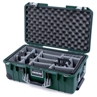 Pelican 1535 Air Case, Trekking Green with Silver Handles & Push-Button Latches Gray Padded Microfiber Dividers with Convolute Lid Foam ColorCase 015350-0070-138-180-110