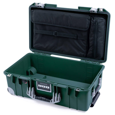 Pelican 1535 Air Case, Trekking Green with Silver Handles, Push-Button Latches & Trolley Laptop Computer Lid Pouch Only ColorCase 015350-0200-138-180-180