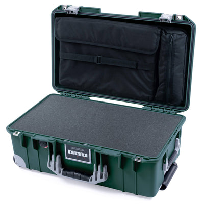Pelican 1535 Air Case, Trekking Green with Silver Handles, Push-Button Latches & Trolley Pick & Pluck Foam with Computer Pouch ColorCase 015350-0201-138-180-180