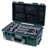 Pelican 1535 Air Case, Trekking Green with Silver Handles, Push-Button Latches & Trolley Gray Padded Microfiber Dividers with Mesh Lid Organizer ColorCase 015350-0170-138-180-180