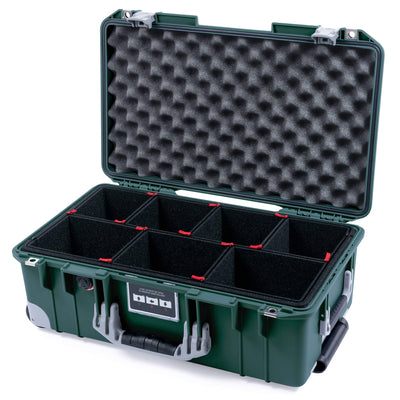 Pelican 1535 Air Case, Trekking Green with Silver Handles, Push-Button Latches & Trolley TrekPak Divider System with Convolute Lid Foam ColorCase 015350-0020-138-180-180