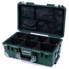 Pelican 1535 Air Case, Trekking Green with Silver Handles, Push-Button Latches & Trolley TrekPak Divider System with Mesh Lid Organizer ColorCase 015350-0120-138-180-180