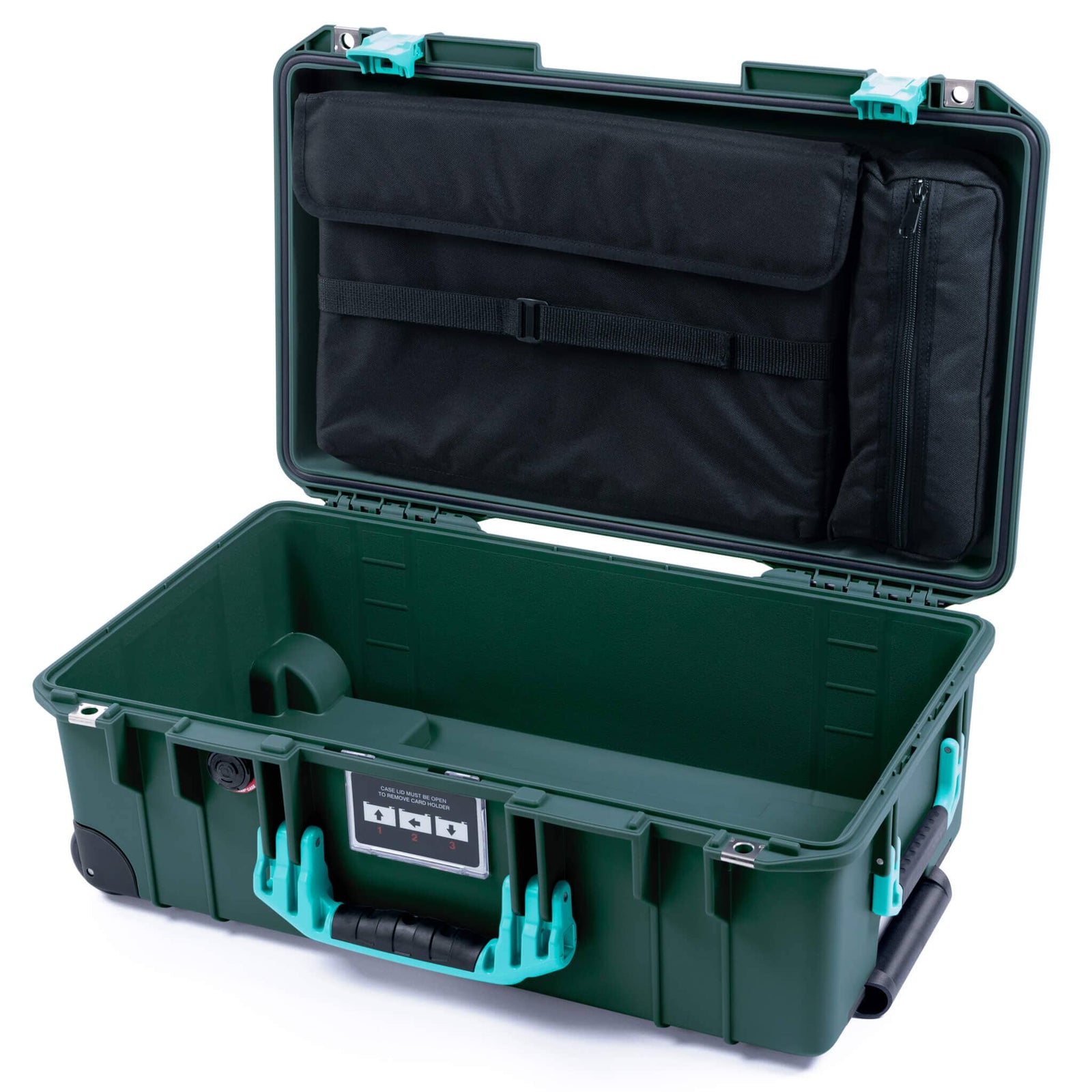 Pelican 1535 Air Case, Trekking Green with Teal Handles & Latches Laptop Computer Lid Pouch Only ColorCase 015350-0200-550-591