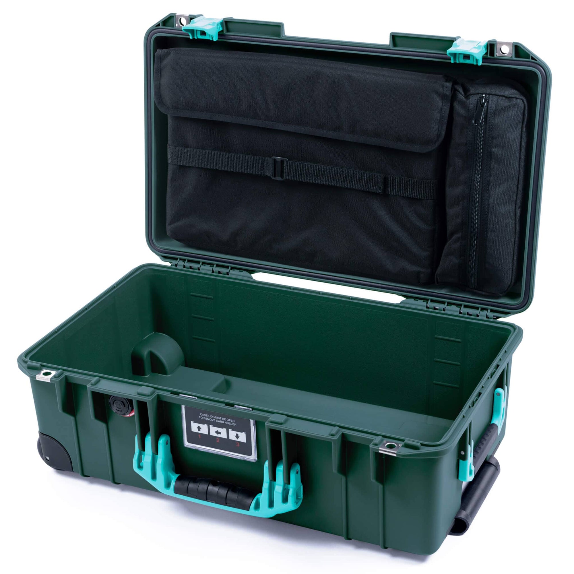 Pelican 1535 Air Case, Trekking Green with Teal Handles & Latches Laptop Computer Lid Pouch Only ColorCase 015350-0200-550-591