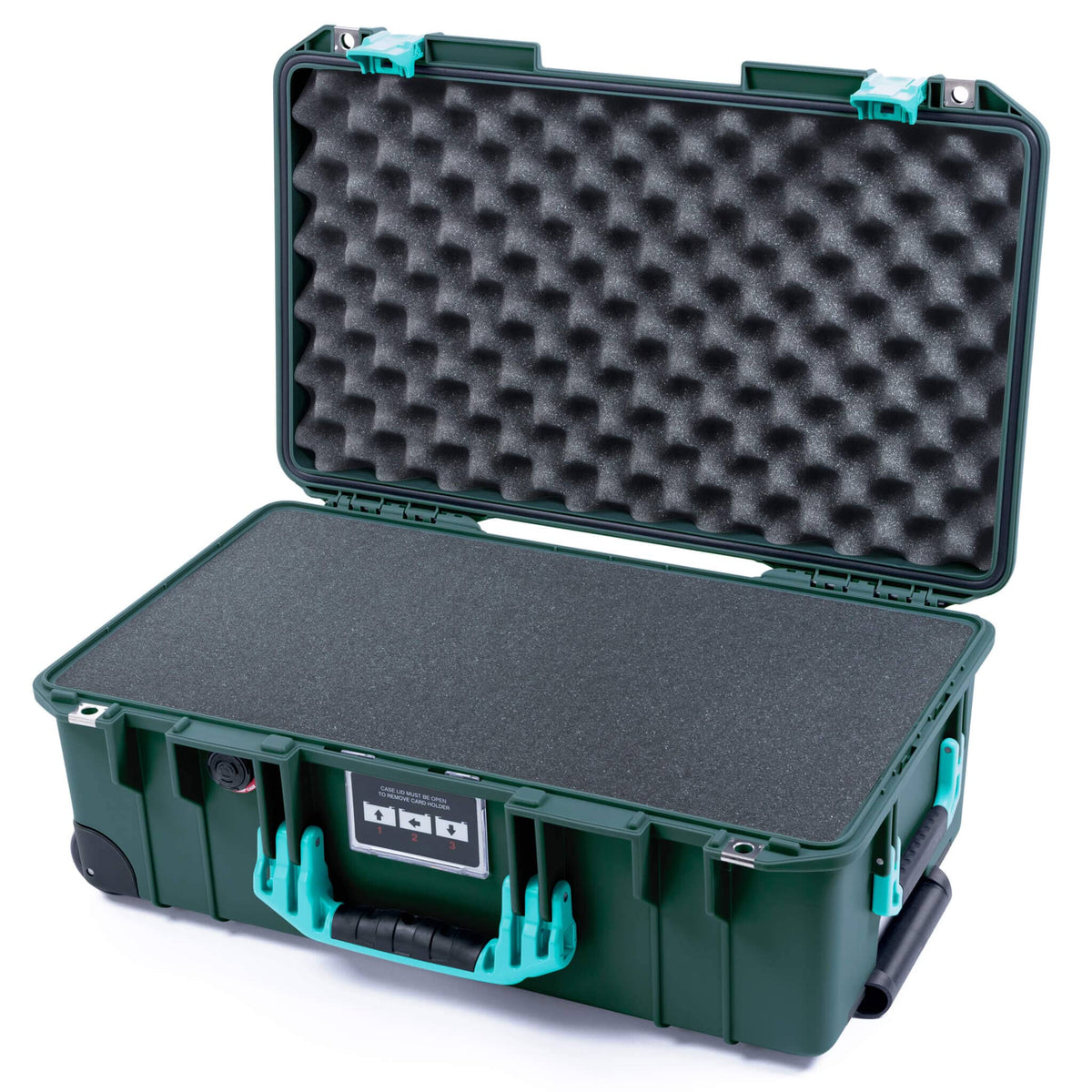 Pelican 1535 Air Case, Trekking Green with Teal Handles &amp; Latches Pick &amp; Pluck Foam with Convoluted Lid Foam ColorCase 015350-0001-550-591