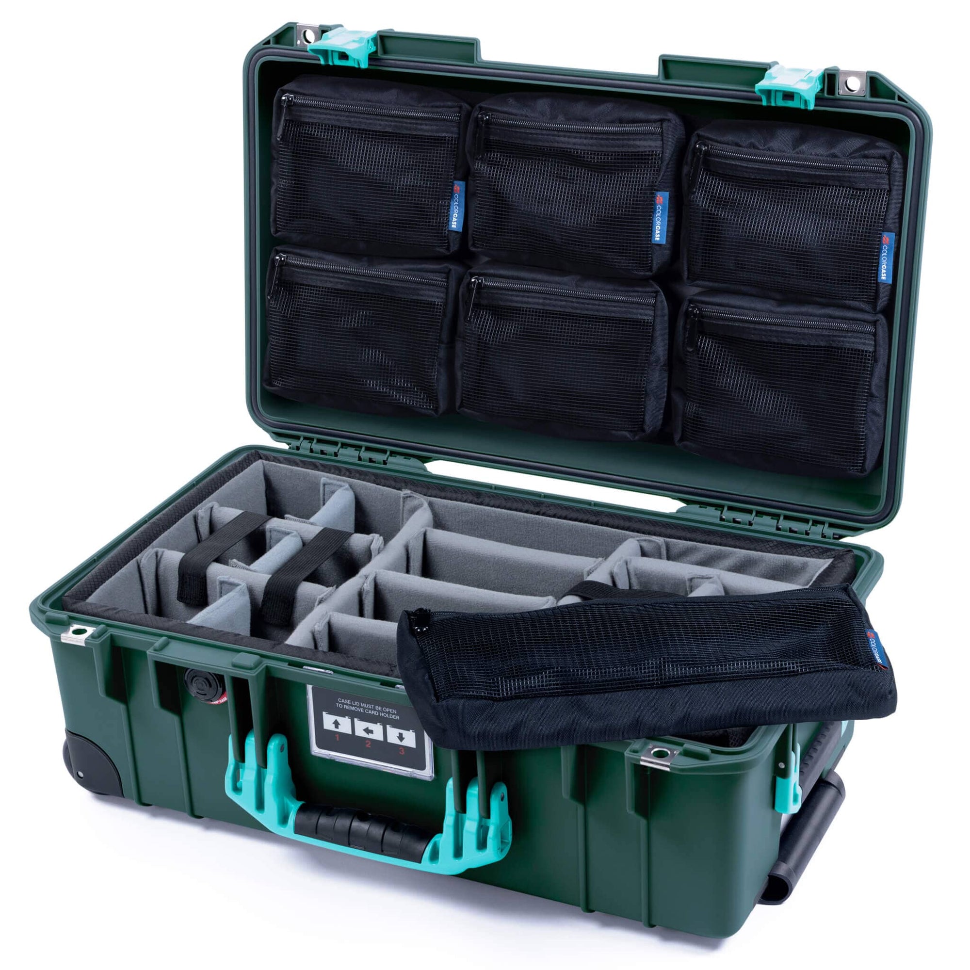 Pelican 1535 Air Case, Trekking Green with Teal Handles & Latches ColorCase