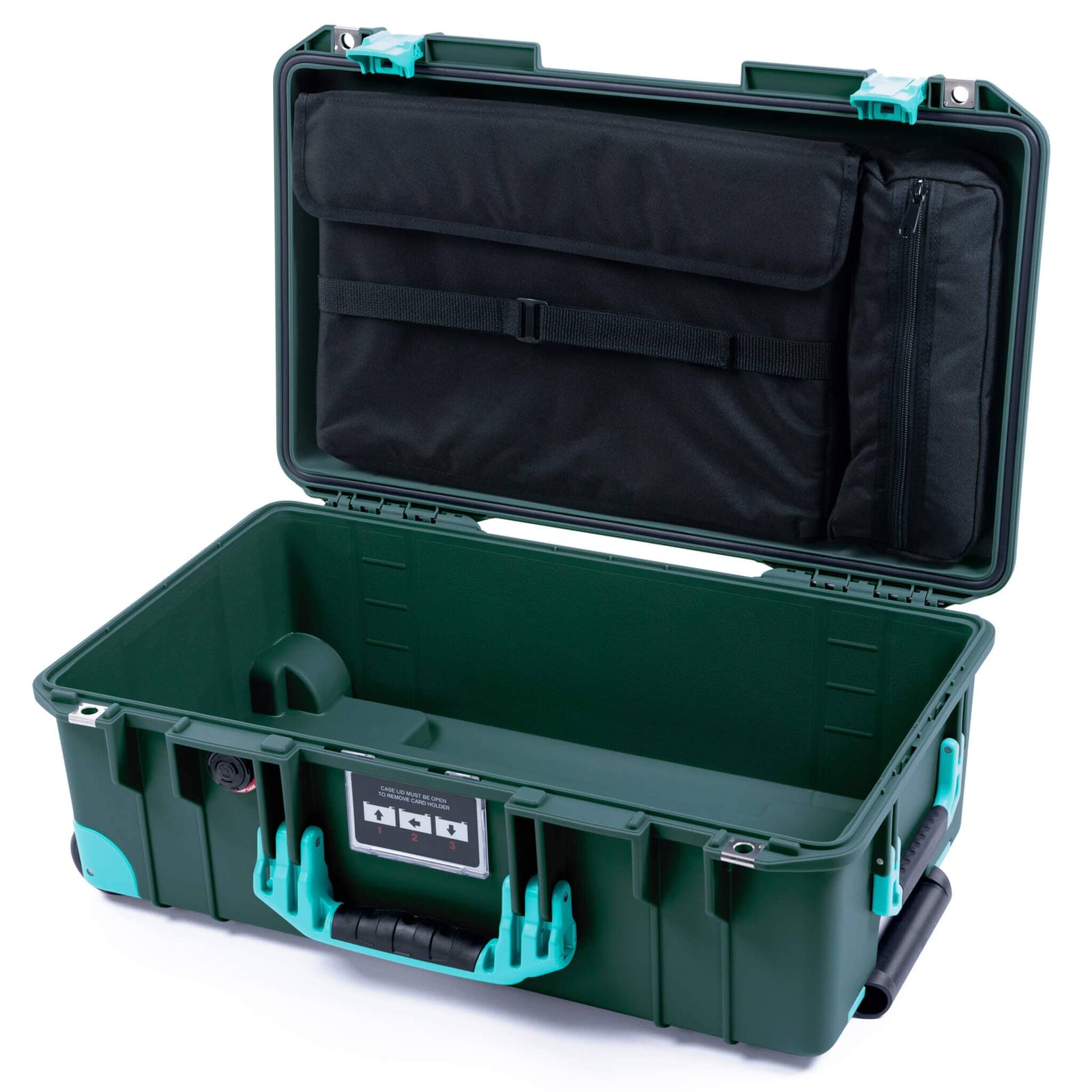 Pelican 1535 Air Case, Trekking Green with Teal Handles, Latches & Trolley Laptop Computer Lid Pouch Only ColorCase 015350-0200-550-591-590