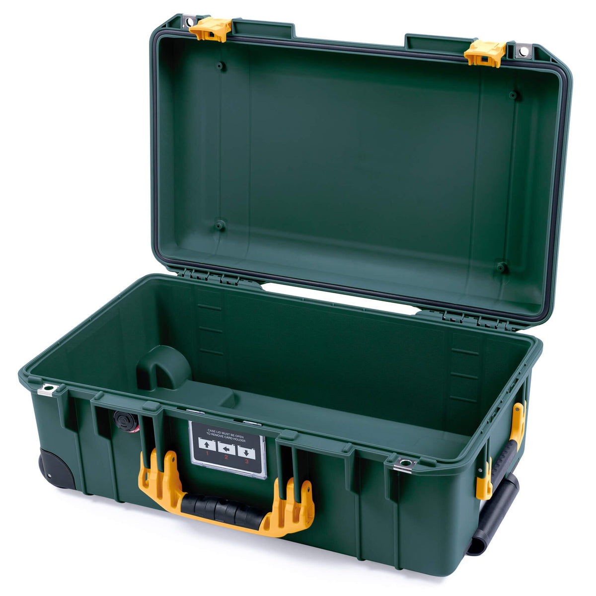 Pelican 1535 Air Case, Trekking Green with Yellow Handles &amp; Push-Button Latches None (Case Only) ColorCase 015350-0000-138-240-110