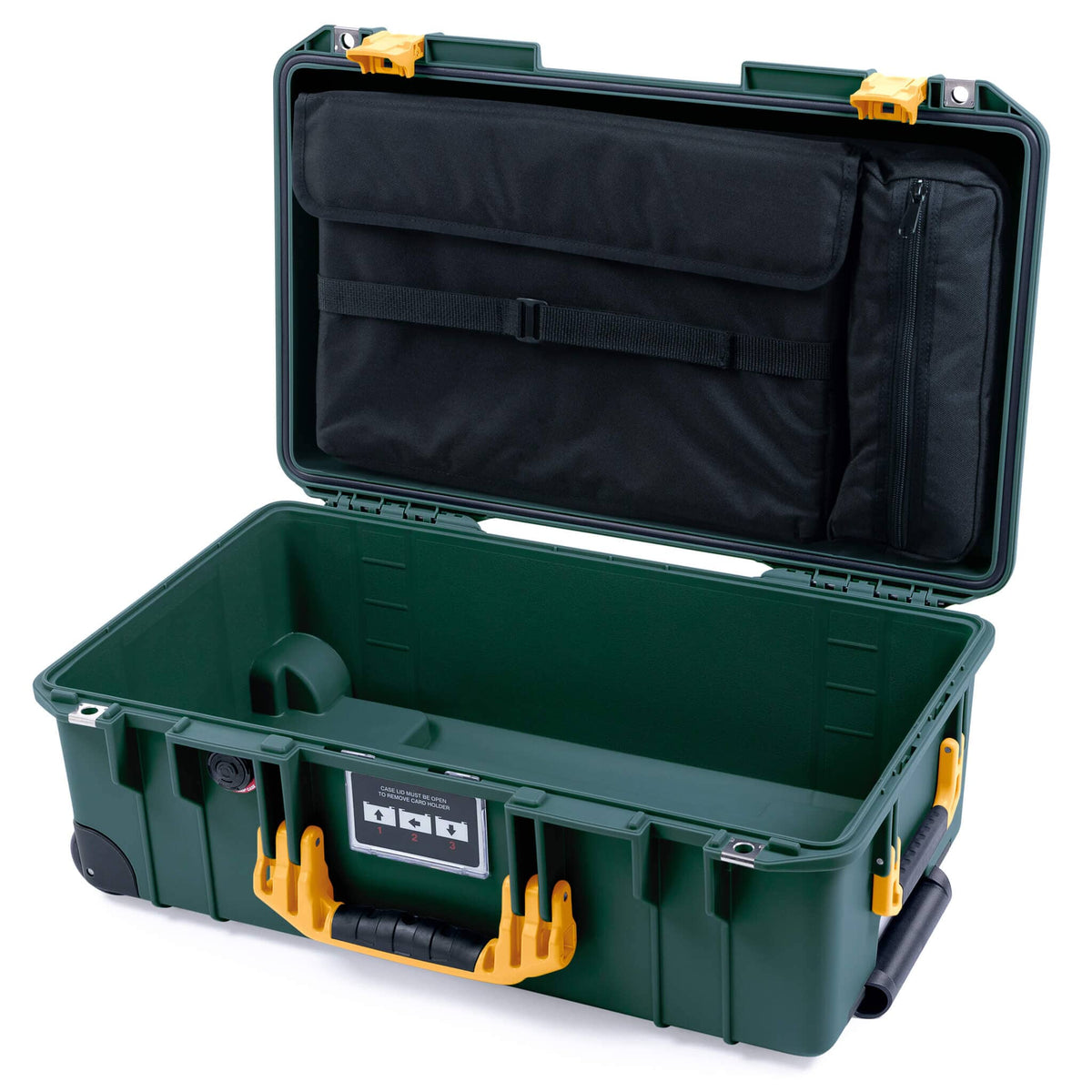 Pelican 1535 Air Case, Trekking Green with Yellow Handles &amp; Push-Button Latches Laptop Computer Lid Pouch Only ColorCase 015350-0200-138-240-110