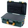 Pelican 1535 Air Case, Trekking Green with Yellow Handles & Push-Button Latches Pick & Pluck Foam with Computer Pouch ColorCase 015350-0201-138-240-110