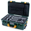 Pelican 1535 Air Case, Trekking Green with Yellow Handles & Push-Button Latches Gray Padded Microfiber Dividers with Computer Pouch ColorCase 015350-0270-138-240-110