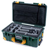 Pelican 1535 Air Case, Trekking Green with Yellow Handles, Push-Button Latches & Trolley Gray Padded Microfiber Dividers with Computer Pouch ColorCase 015350-0270-138-240-240