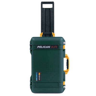 Pelican 1535 Air Case, Trekking Green with Yellow Handles, Push-Button Latches & Trolley ColorCase