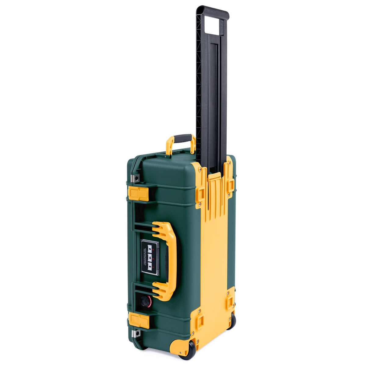 Pelican 1535 Air Case, Trekking Green with Yellow Handles, Push-Button Latches &amp; Trolley ColorCase 