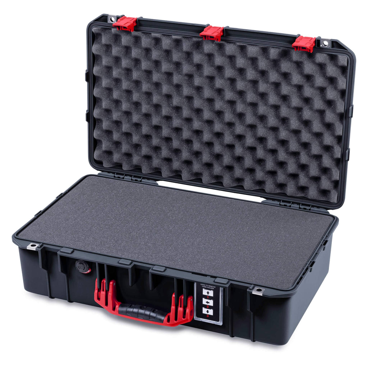 Pelican 1555 Air Case, Black with Red Handle &amp; Latches Pick &amp; Pluck Foam with Convolute Lid Foam ColorCase 015550-0001-110-321
