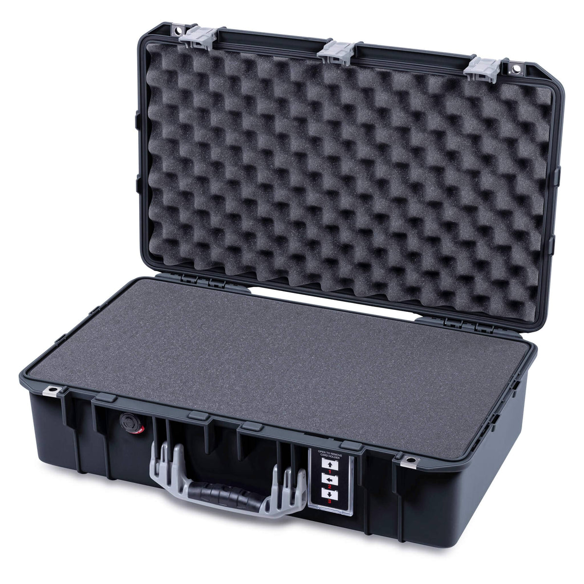 Pelican 1555 Air Case, Black with Silver Handle &amp; Latches Pick &amp; Pluck Foam with Convolute Lid Foam ColorCase 015550-0001-110-181