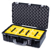 Pelican 1555 Air Case, Black with Silver Handle & Latches Yellow Padded Microfiber Dividers with Convolute Lid Foam ColorCase 015550-0010-110-181