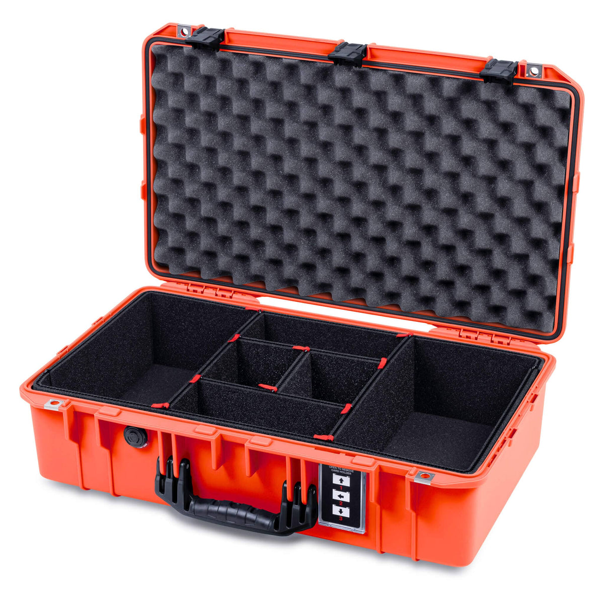 Pelican 1555 Air Case, Orange with Black Handle &amp; Latches TrekPak Divider System with Convolute Lid Foam ColorCase 015550-0020-150-111