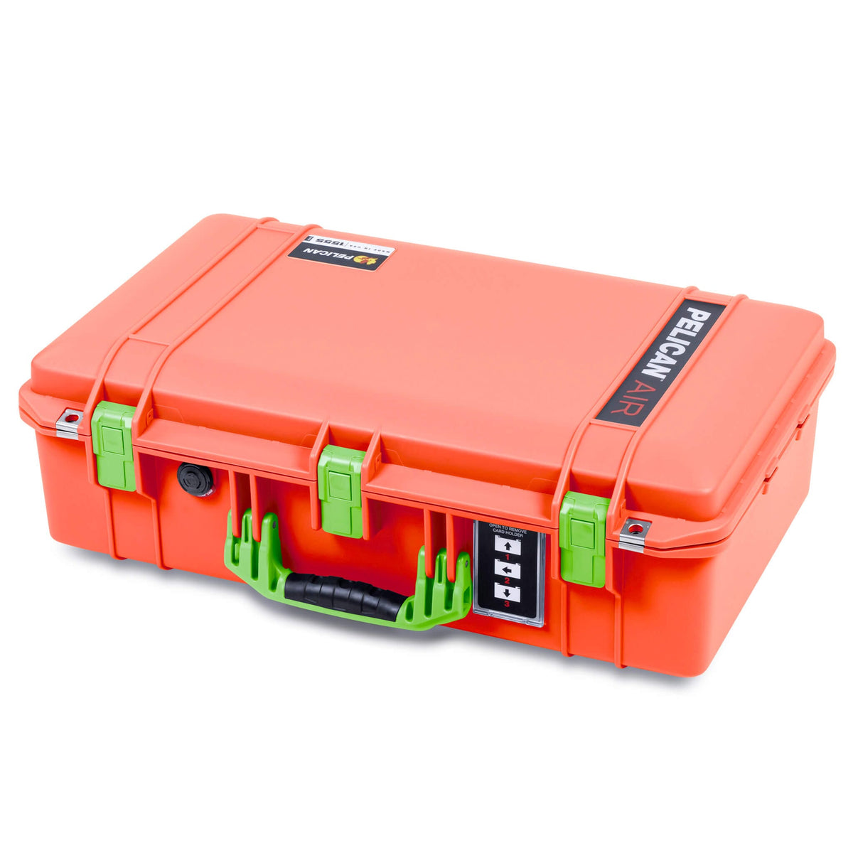 Pelican 1555 Air Case, Orange with Lime Green Handle &amp; Latches ColorCase 