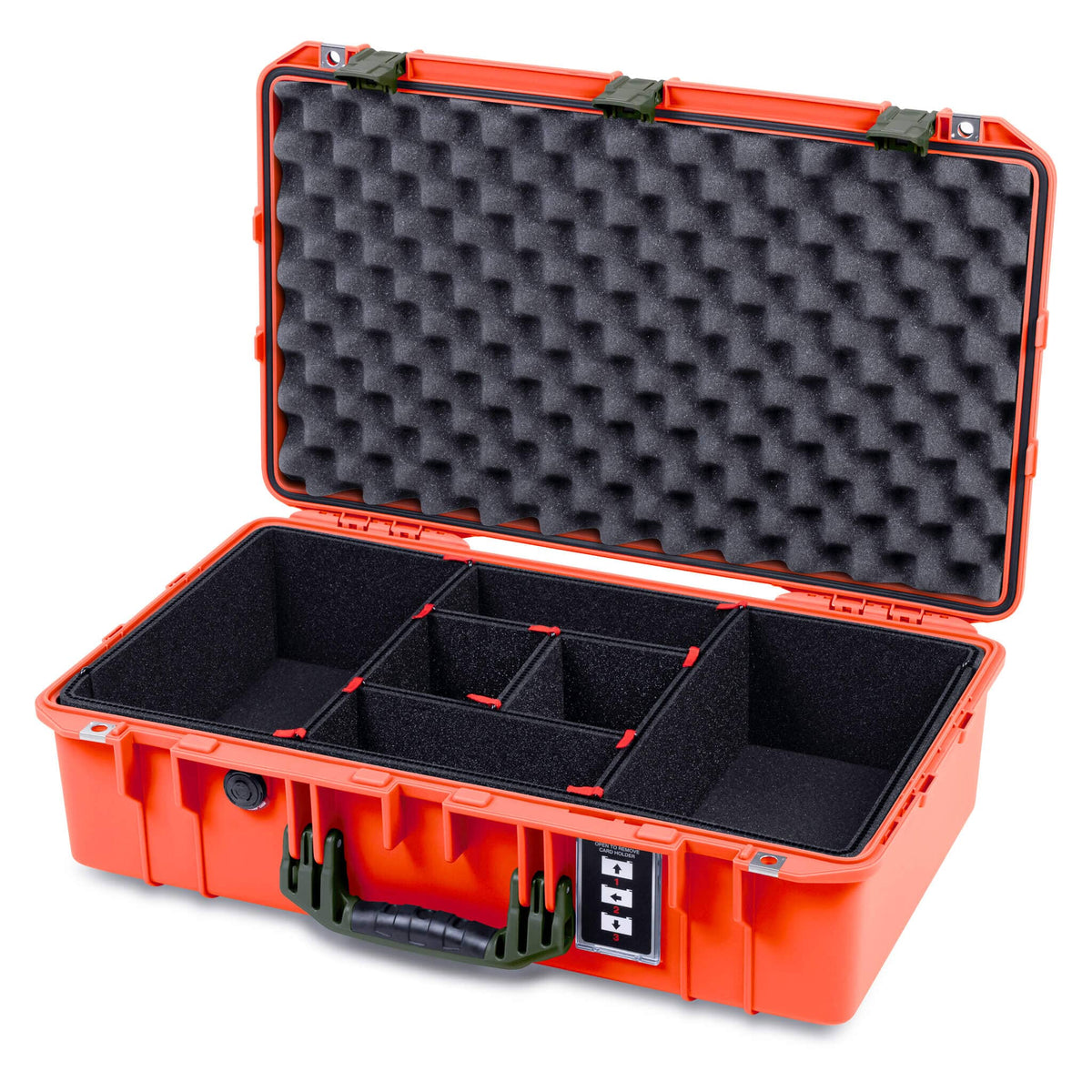 Pelican 1555 Air Case, Orange with OD Green Handle &amp; Latches TrekPak Divider System with Convolute Lid Foam ColorCase 015550-0020-150-131