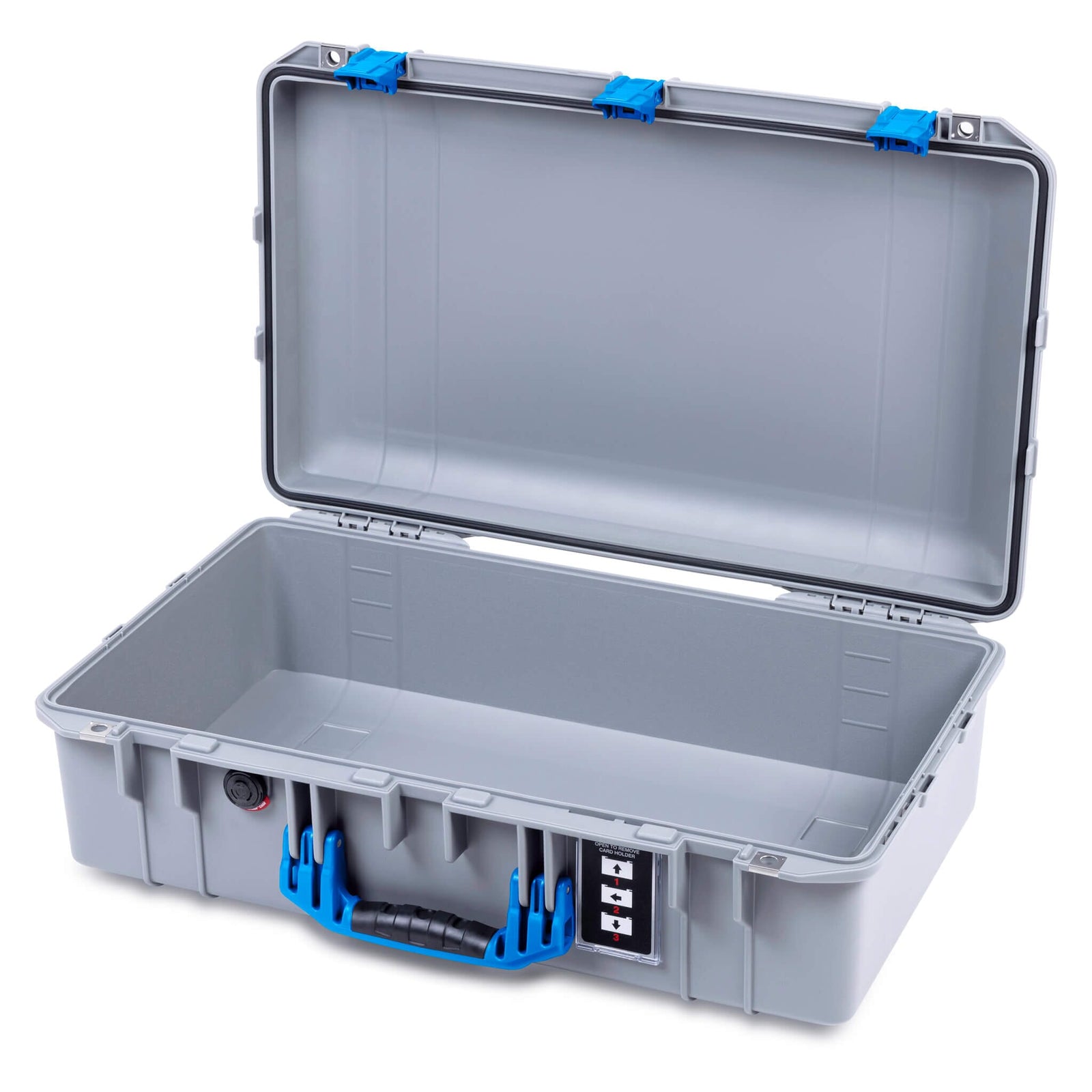 Pelican 1555 Air Case, Silver with Blue Handle & Latches None (Case Only) ColorCase 015550-0000-180-121