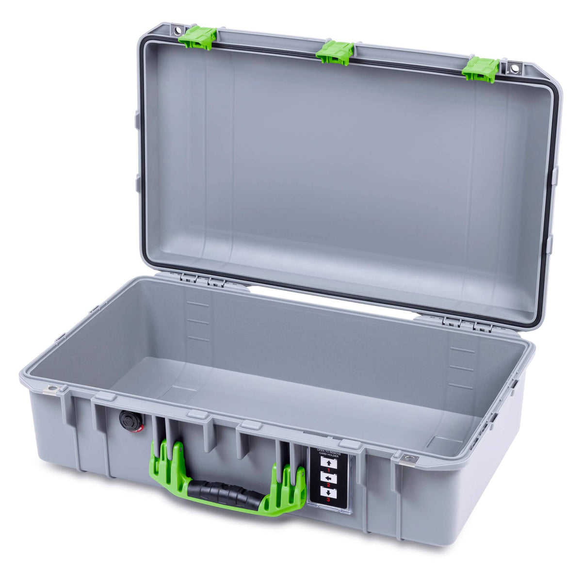 Pelican 1555 Air Case, Silver with Lime Green Handle &amp; Latches None (Case Only) ColorCase 015550-0000-180-301