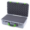 Pelican 1555 Air Case, Silver with Lime Green Handle & Latches Pick & Pluck Foam with Convolute Lid Foam ColorCase 015550-0001-180-301