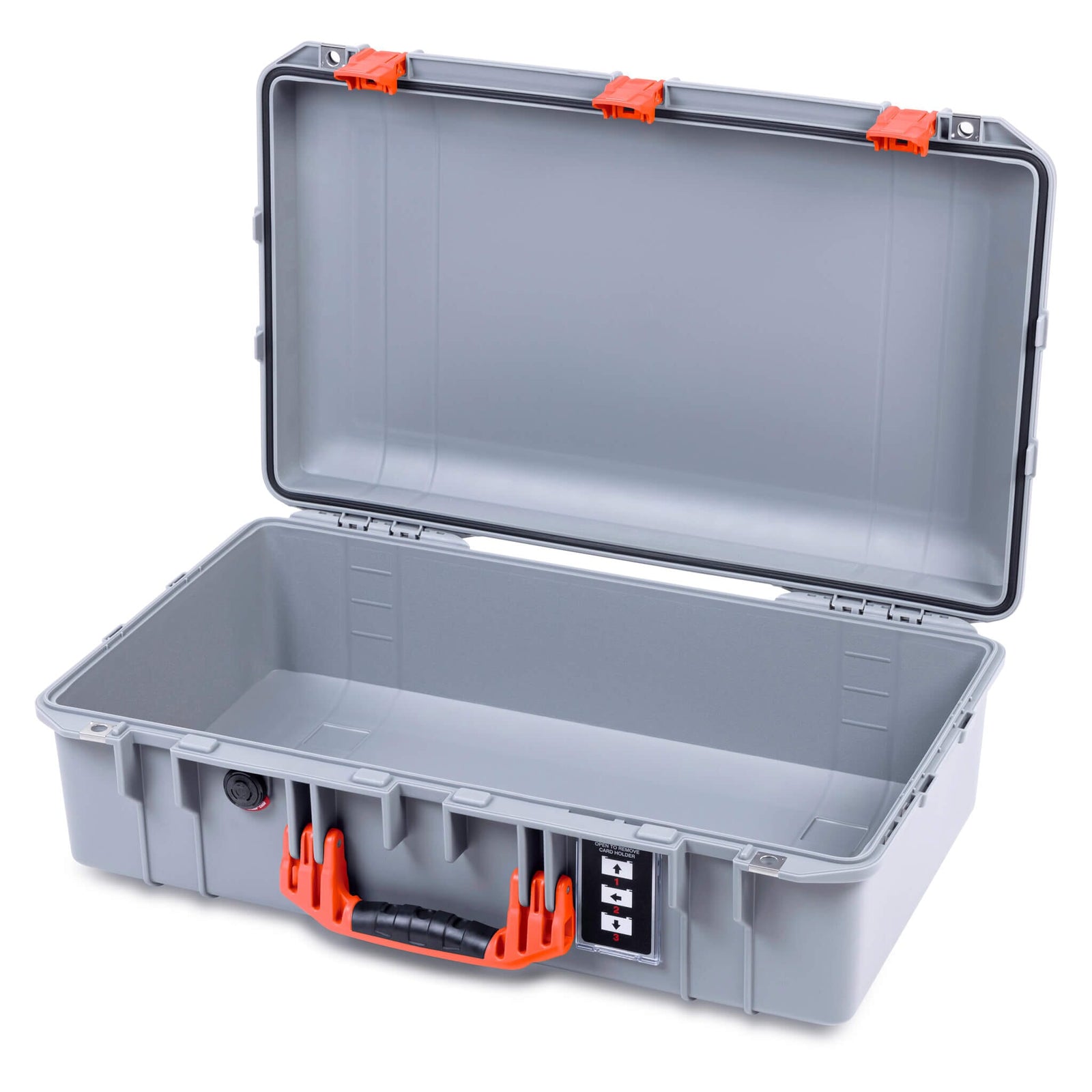 Pelican 1555 Air Case, Silver with Orange Handle & Latches None (Case Only) ColorCase 015550-0000-180-151